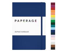 PAPERAGE Dotted Journal Bullet Notebook, Hard Cover, Medium 5.7 x 8 inches, 100 gsm Thick Paper (Navy, Dotted)