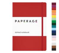 PAPERAGE Dotted Journal Bullet Notebook, Hard Cover, Medium 5.7 x 8 inches, 100 GSM Thick Paper (Red, Dotted)
