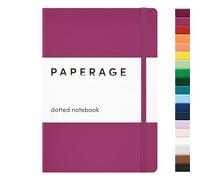 PAPERAGE Dotted Journal Notebook, (Raspberry), 160 Pages, Medium 5.6 in x 8 in - 100 GSM Thick Paper - Hardcover Journaling Notebook for Work, School & Bullet Journaling