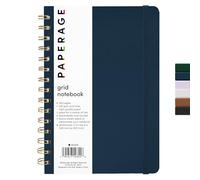 PAPERAGE Graph Paper Spiral Notebook & Journal, (Navy), 160 Pages, Medium 5.5 inches x 8 inches - 100 GSM Thick Graphing Paper, Hardcover, Double-Wire Grid Spiral Notebook