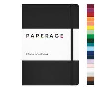 PAPERAGE Journal Blank Page Notebook, Hard Cover, Medium 5.7 x 8 inches, 100 GSM Thick Paper (Black, Plain)
