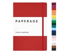 PAPERAGE Journal Blank Page Notebook, Hard Cover, Medium 5.7 x 8 inches, 100 gsm Thick Paper (Red, Plain)