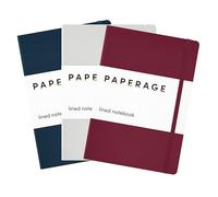 PAPERAGE Lined Journal Notebook, 3 Pack, (Burgundy, Light Grey, Navy), 160 Pages, Medium 5.6 in x 8 in - 100 GSM Thick Paper - Hardcover Journaling Notebook for Work, School & Note Taking