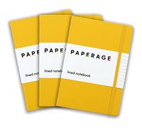 PAPERAGE Lined Journal Notebook, 3 Pack, (Yellow), 160 Pages, Medium 5.6 in x 8 in - 100 GSM Thick Paper - Hardcover Journaling Notebook for Work, School & Note Taking