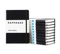 PAPERAGE Lined Journal Notebook, Bulk Classic Hardcover, 5.7 x 8 inches, 100 GSM Thick Paper for Office Home School Business Note Pads(Black, Ruled)