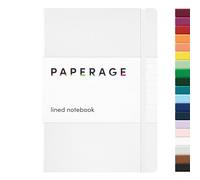 PAPERAGE Lined Journal Notebook, Hard Cover, Medium 5.7 X 8 inches, 100 gsm Thick Paper. Use for Office, Home, School, or Business (White, Ruled)