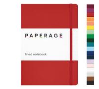 PAPERAGE Lined Journal Notebook, Hard Cover, Medium 5.7 X 8 inches, 100 gsm Thick Paper. Use for Office, Home, School, or Business (Red, Ruled)