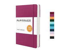 PAPERAGE Lined Journal Notebook, (Raspberry), 252 Pages, Medium 5.6 in x 8 in - 100 GSM Thick Paper - Hardcover Journaling Notebook for Work, School & Note Taking