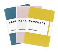 PAPERAGE Lined Journal Notebooks, 3 Pack, (Yellow, Blush & Turquoise), 160 Pages, Medium 5.7 inches x 8 inches - 100 GSM Thick Paper, Hardcover