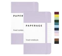 PAPERAGE Lined Pocket Journal Notebook, 2 Pack, (Lavender), 160 Pages, Small Notebook, 3.6 inches x 5.6 inches - 100 GSM Thick Paper, Hardcover