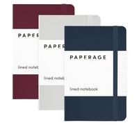 PAPERAGE Lined Pocket Journal Notebook, 3 Pack, (Navy, Light Grey, Burgundy), 160 Pages, Small, 3.6 inches x 5.6 inches - 100 GSM Thick Paper, Hardcover