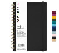 PAPERAGE Lined Spiral Journal Notebook, (Black), 160 Pages, Medium 5.7 inches x 8 inches - 100 GSM Thick Paper, Hardcover, Double-Wire Spiral Journal & Notebook