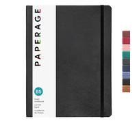 PAPERAGE Softcover Lined Journal Notebook (Black), 176 Pages, Large B5 College Ruled Notebook, 7.6 inches x 10 inches - 100 GSM Thick Premium Paper, Soft Vegan Leather Journal for Home, Work & School