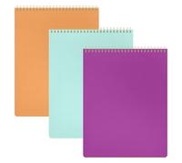 PAPERAGE Top Bound Spiral Notebook, 3 Pack, Lined Notepad, (Raspberry/Marigold/Mint), 70 Sheets (140 Pages) Per Notebook, Wide/Legal Ruled, 8.5 inches x 11 inches