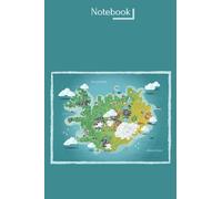Paperback notebook: A colorful artistic minimalistic notebook with a map of Iceland with a wide ruler, a diary for women, an office home school teacher for adults 6 x 9 inches. 100 Pages.