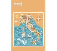 Paperback notebook: A colorful artistic minimalistic notebook with a map of Italy with a wide ruler, a diary for women, an office home school teacher for adults 6 x 9 inches. 100 Pages.