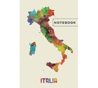 Paperback notebook: A colorful artistic minimalistic notebook with a map of Italy with a wide ruler, a diary for women, an office home school teacher for adults 6 x 9 inches. 100 Pages.