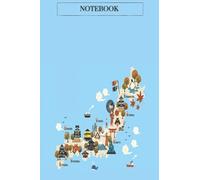 Paperback notebook: A colorful artistic minimalistic notebook with a map of Japan with a wide ruler, a diary for women, an office home school teacher for adults 6 x 9 inches. 100 Pages.