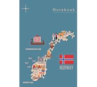 Paperback notebook: A colorful artistic minimalistic notebook with a map of Norway with a wide ruler, a diary for women, an office home school teacher for adults 6 x 9 inches. 100 Pages.