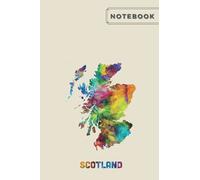 Paperback notebook: A colorful artistic minimalistic notebook with a map of Scotland with a wide ruler, a diary for women, an office home school teacher for adults 6 x 9 inches. 100 Pages.