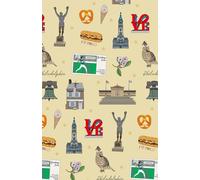 Paperback soft cover notepad notebook journal with Philadelphia PA Pennsylvania landmarks in olive, 150 lined pages