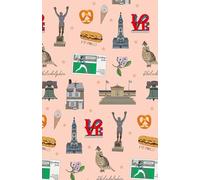 Paperback soft cover notepad notebook journal with Philadelphia PA Pennsylvania landmarks in peach, 150 lined pages