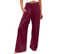 Paperbag Trousers Womens Trousers Linen Pants Ladies White Linen Dress Wide Leg Cropped Pants for Ladies UK Ladies Cargo Womens's Cropped Cotton Ladies Elastic Waist Trousers