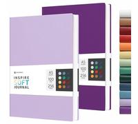 PAPERBAY A5 Notebook Soft Cover Journal Lined, Medium Softcover Notebook Vegan Leather Journals for Men Women Writing, Ruled Thick Paper Flexible Junk Diary 256 Pages 2-Pack (Lavender-Purple)