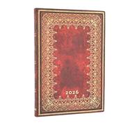 Paperblanks 2026 Gold, Folding Version Made of Faux Leather, 12-Month Calendar, Flexi, Midi, Horizontal, Elastic Band Closure, 176 Pg, 100 GSM