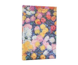 Paperblanks | 2026 Monet's Chrysanthemums | Monet's Chrysanthemums | 12 Months | Mini | Horizontal | Elastic Band Closure | 160 Pg | 100 GSM
