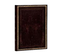 Paperblanks Notebook Old Leather Ruled Midi - Lined, 120 gsm, Elastic Band - Black Moroccan