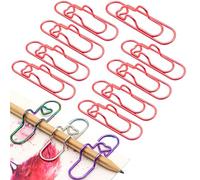 Paperclip Pen Holder, 9 Pcs Heart Pen Clip for Notebook, 2.8in Paperclip Pens Holders for Papers Planner Jumbo Office Supplies (Red)