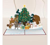papercrush® Christmas in the Forest - 3D Pop-Up Christmas Card with Animals for Kids (Girl & Boy), December Birthday Card, Handmade Xmas Money Gift Wallet for Granddaughter and Daughter with envelope