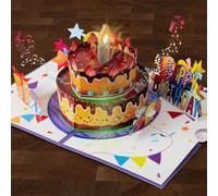 papercrush® Musical Pop-Up Birthday Cake Card - 3D Birthday Congratulations Card with Blowable Candle & Sound for Men and Women (Husband & Wife), Giftcard for her and him (Mom, Auntie, Colleague, Son)