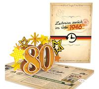 papercrush Pop-Up Card "Back to the Year 1946" - Funny 3D Birthday Card for 80th Birthday for Wife & Man - Special Greeting Card 80 Years with Funny Facts on the Vintage