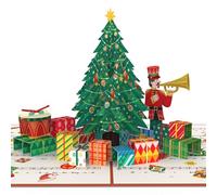 papercrush® Pop-Up Card Christmas Tree O du Fröhliche - Special 3D Christmas Card with Decorated Christmas Tree, Nutcracker & Lyrics, "Merry Christmas" Card for Children (Girls and Boys), red