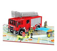 papercrush Pop-Up Card Fire Engine - 3D Birthday Card with Fire Brigade for Men and Boys (Grandson, Nephew, Brother), Congratulations Card for Firefighters, Invitation Card for Children's Birthday
