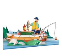 papercrush® Pop Up Card Fishing - Funny 3D Birthday Card with Fisherman for Husband, Uncle & Friend, Money Gift for Fishing Accessories, Fishing Trip Invitation, Father's Day Card for Dad