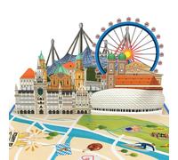 papercrush® Pop Up Card Munich - 3D Travel Voucher or Gift Card for Birthday for Women and Men (Dad, Mom, Bro, Son, Sister), Special Hotel Voucher for Bavaria Travel, Gift Idea for Germany City Trip