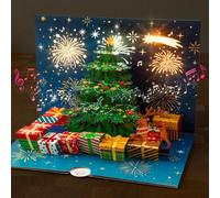papercrush® Pop-Up Christmas Card with Music & Light - Musical 3D Gift Card with Christmas Tree and Jingle Bells for Women, Men and Children (Girls & Boys), Packaging for Money Gift