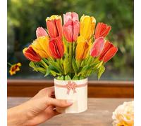 papercrush® Pop Up Flower Bouquet Card with Tulips - 3D Birthday Flower Greeting Card as a Gift for Women (Mom, Sister and Wife), Mothers Day Card for Mum, Thank You or Get Well Soon Card, Easter Card
