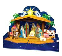papercrush Pop-Up Religious Christmas Card Nativity Scene - Nostalgic 3D Christian Christmas Card with Biblical Motif for Godson & Goddaughter - Handmade Xmas Card with Holy Family in Nativity Scene