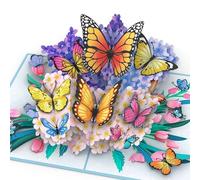 papercrush® Popup Card Butterflies on Flowers - 3D Birthday Card for Women (Mum, Auntie, Nan), I love You Anniversary Greetings for Woman, Girlfriend or Wife, Birth Congratulations for Colleague