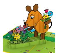 papercrush® x Die Maus Pop Up Card Flowers - 3D Greeting Card for Children's Birthday, Get Soon, Thank You, Get Well - Handmade Birthday Card for Children & Women - The Mouse Fan Item