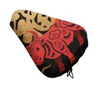 Papercut Ox Zodiac Bike Seat Cover Waterproof Oxford Fabric, Universal Adjustable Bicycle Saddle Cover with Drawstring Easy Install Protective Rain Dust Covers for Women Men