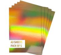 PaperCutz A3 Gold Rainbow Holographic Card, 250GSM, 5 Sheets