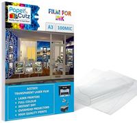 Papercutz A3 Laser Acetate Sheets (25 Sheets), 100 Micron Acetate Sheets A3, Transparent Paper for Printing, Overhead Projector Film, OHP Sheet, Clear Plastic Sheeting for Crafting