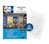 Papercutz A3 Laser Acetate Sheets (50 Sheets), 100 Micron Acetate Sheets A3, Transparent Paper for Printing, Overhead Projector Film, OHP Sheet, Clear Plastic Sheeting for Crafting