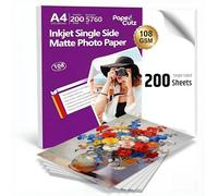 Papercutz A4 Inkjet Photo Paper, Single-Sided Matte Coated Printing Paper, Quick Dry & Water Resistant for Reports, Presentations, Flyers & Photographic Prints, 200 Sheets, 108 GSM