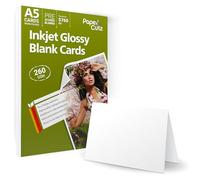 PAPERCUTZ A5 White Blank Cards (260 GSM) (200 Cards), High Gloss Folding Greeting Cards, White Blank Cards for Inkjet Printing, Eco-friendly, Universal for all Inkjet Printers, A4 folded to A5 Card